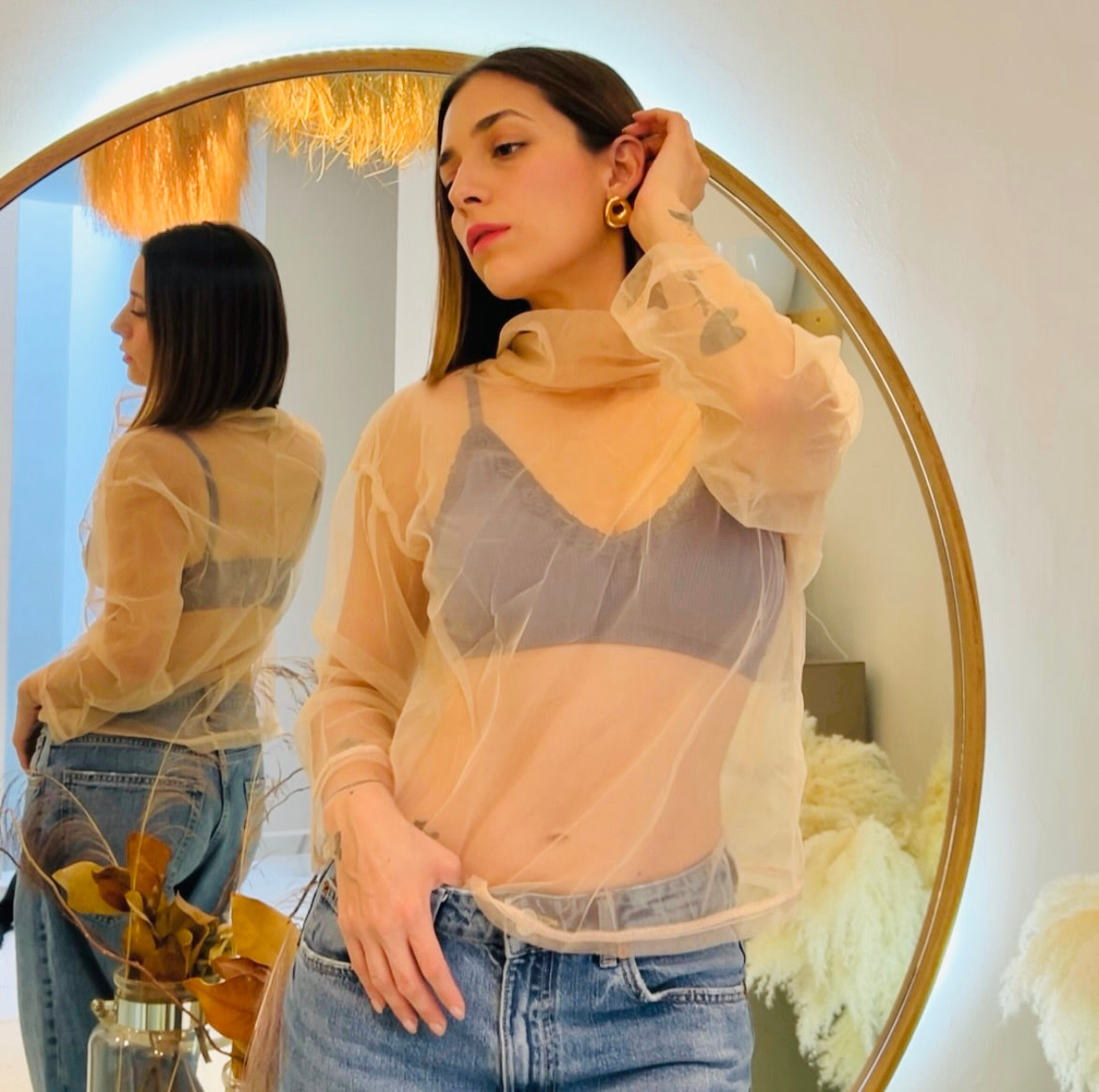Pink tulle top
