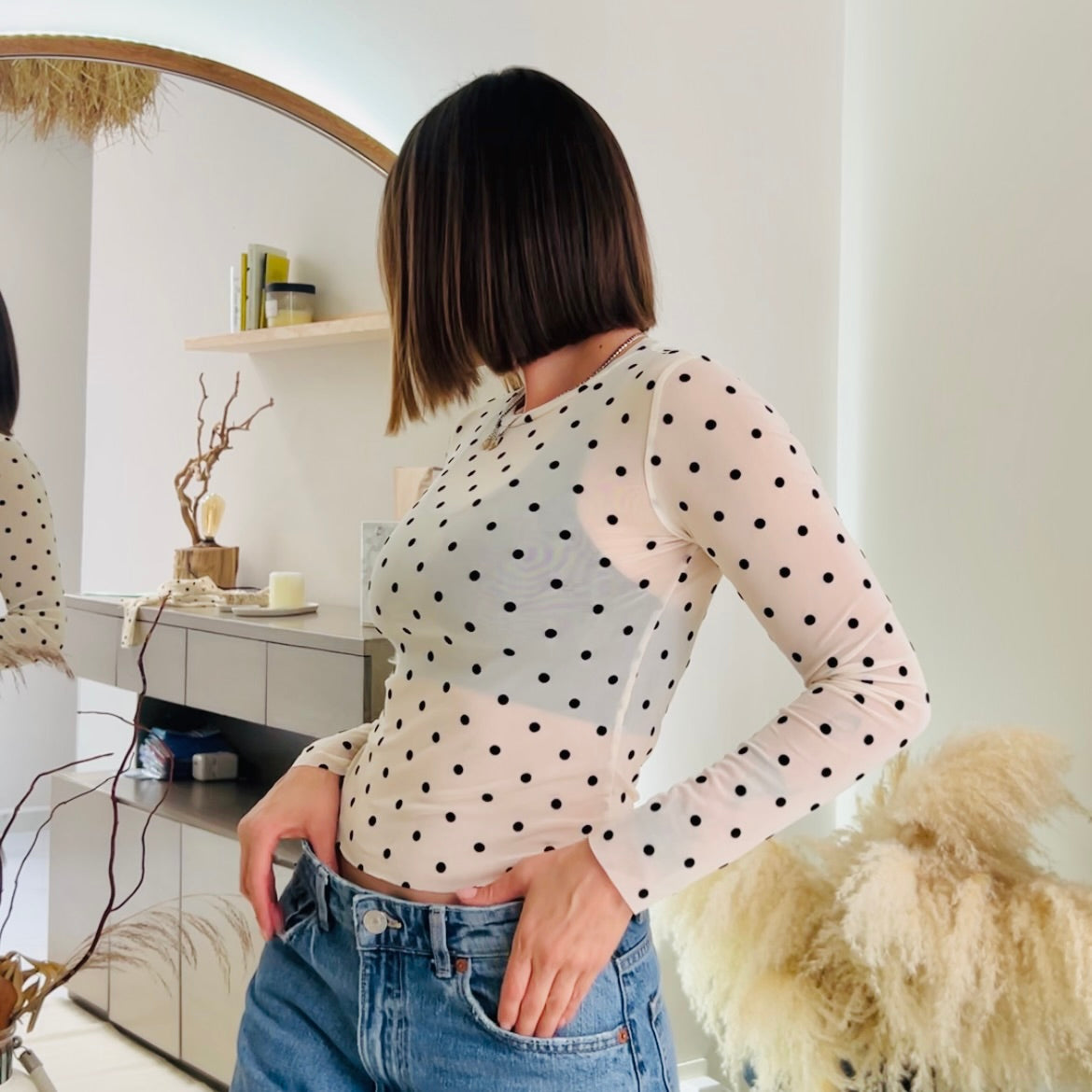 Top Polka puntos elastica