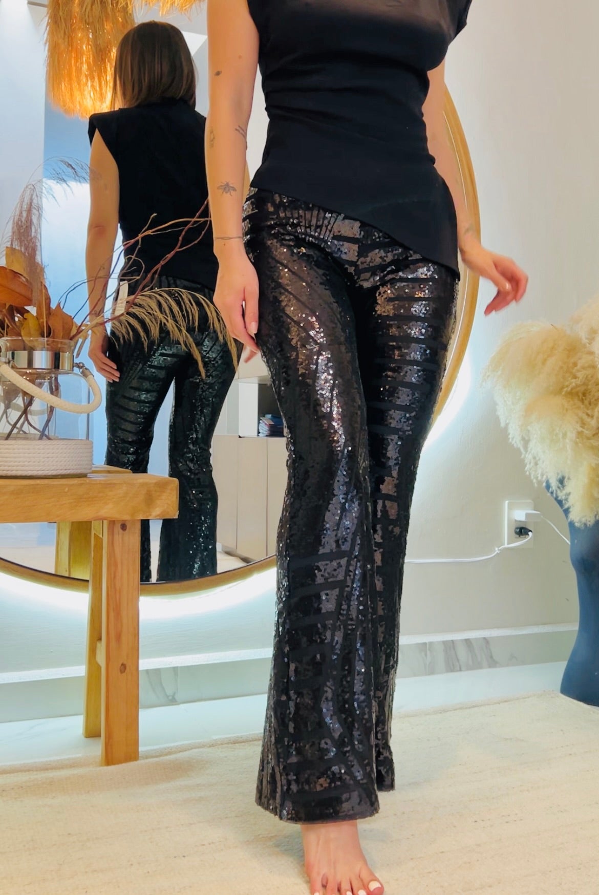 Pantalón de lentejuelas negro