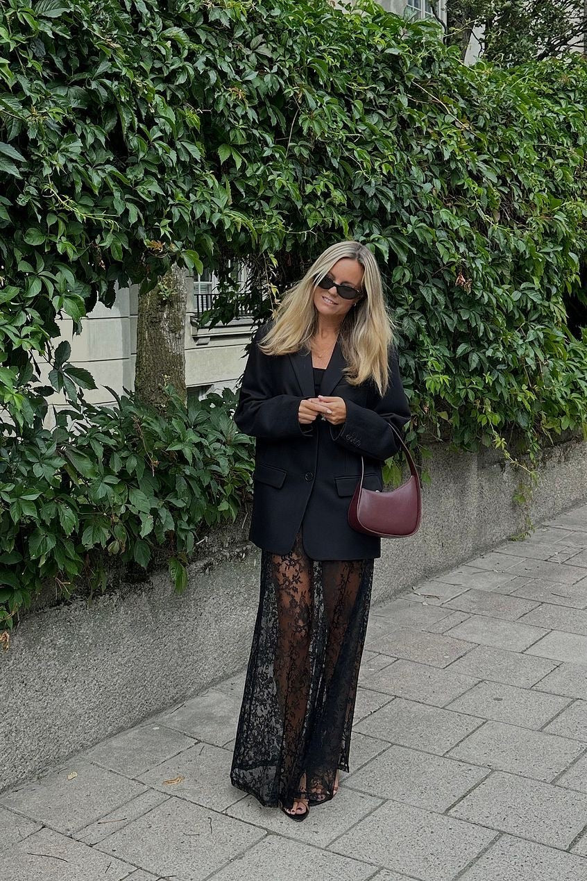 Long lace skirt.