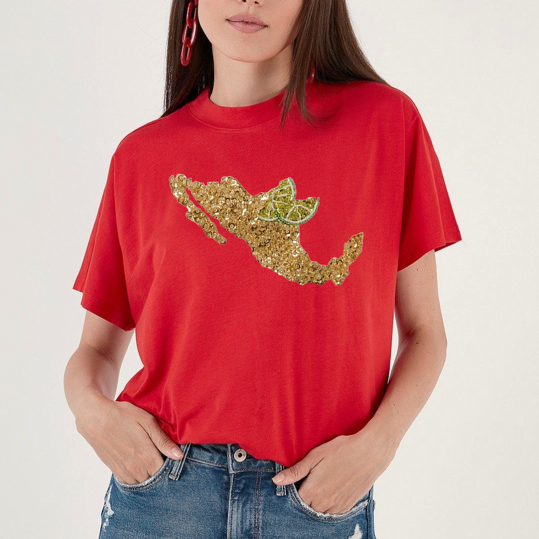 Playera México limón roja.