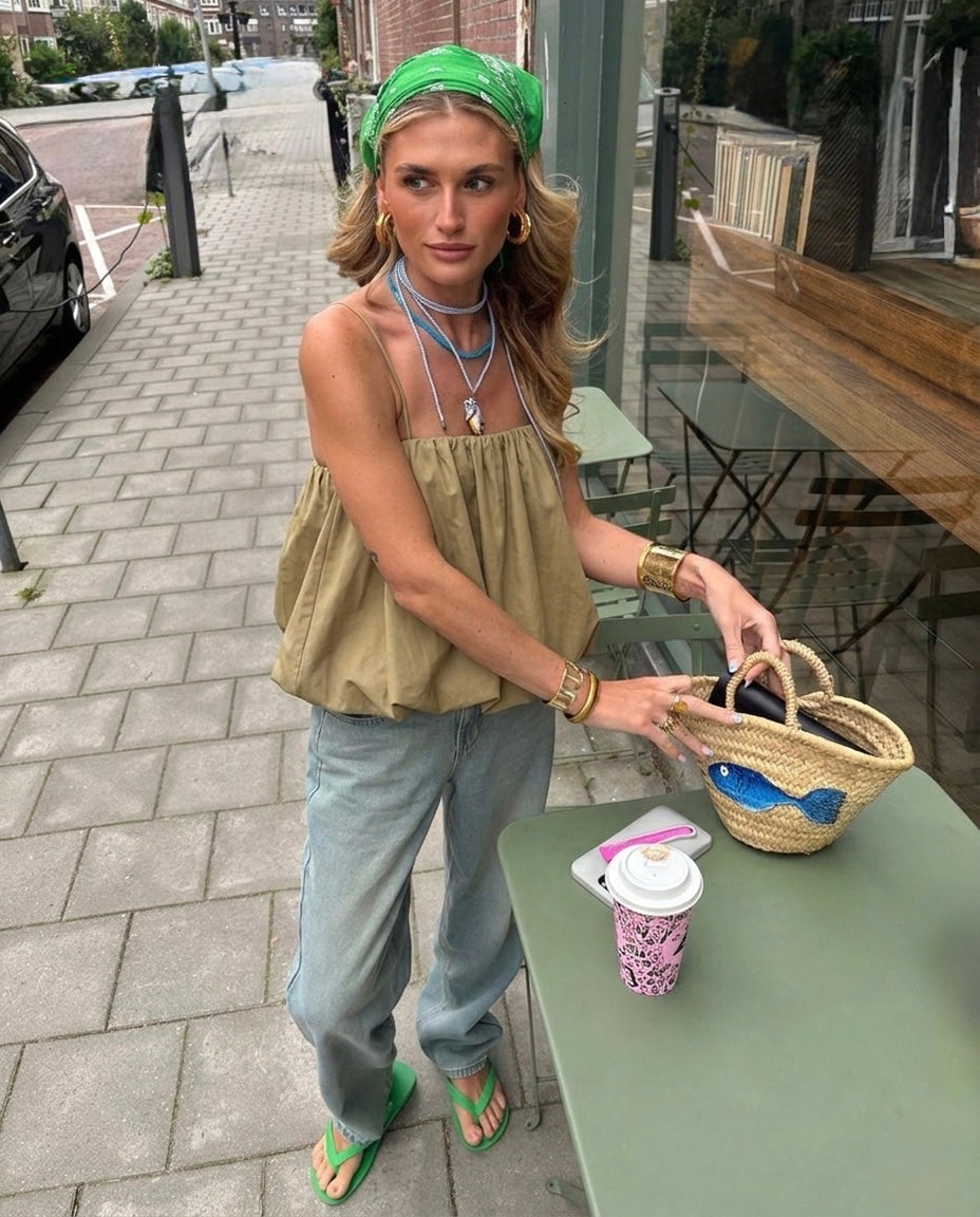 Top bombacho verde olivo