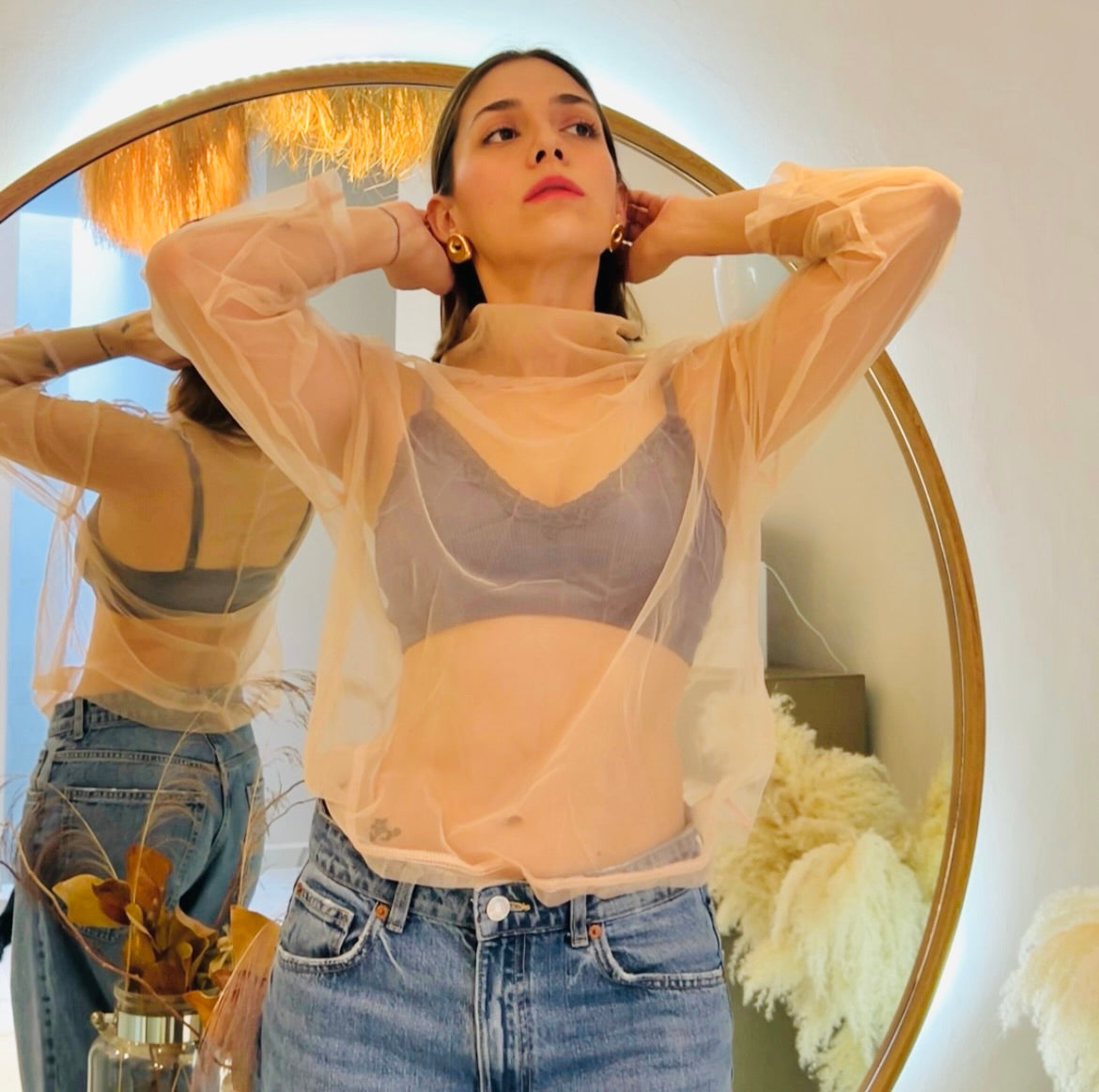 Pink tulle top