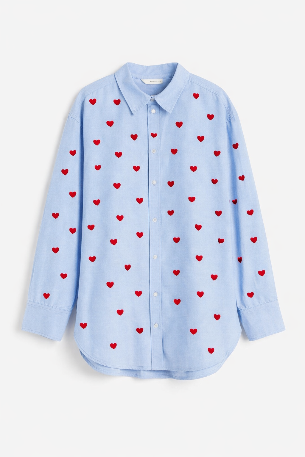 CAMISA AZUL CORAZONES ROJOS MINIS