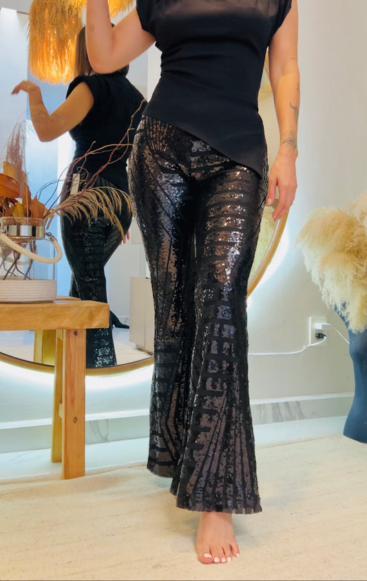 Black sequin pants