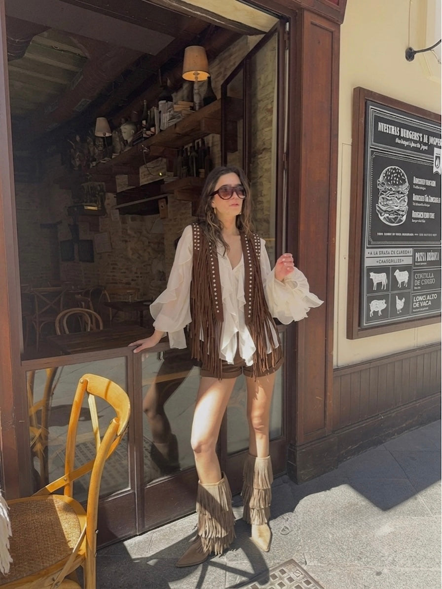 Chaleco Western Luxe burdeos