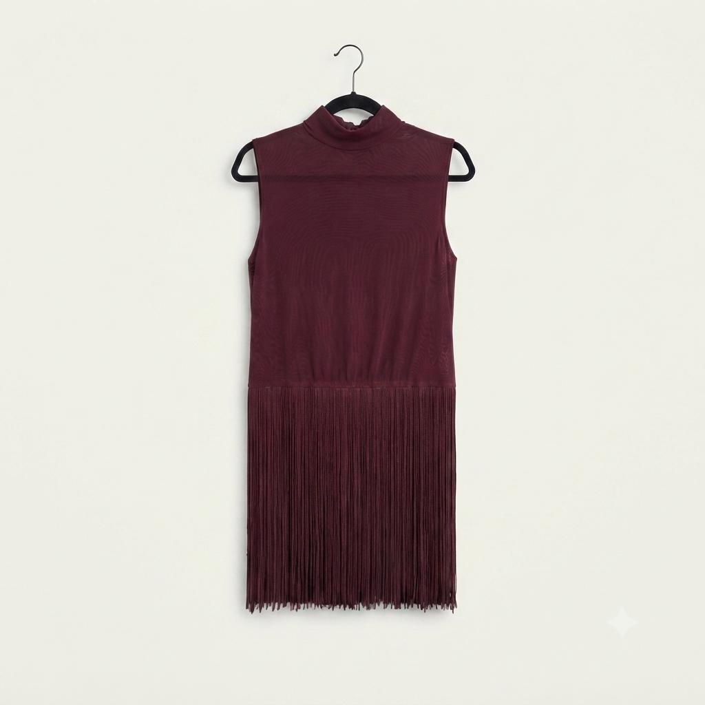 Top Cuello Perkins Transparente y flecos