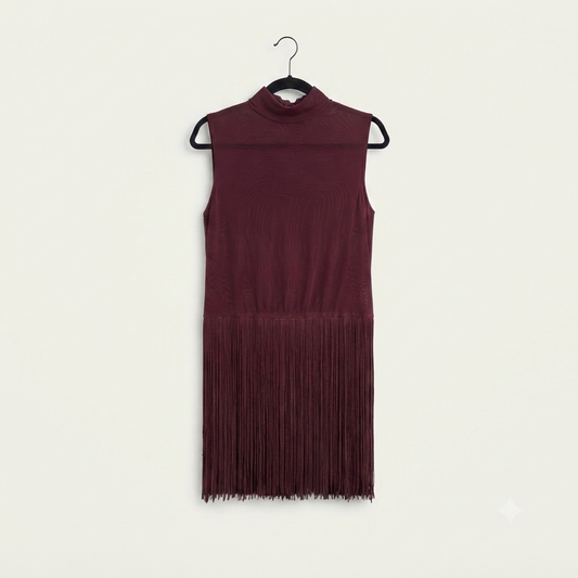 Top Cuello Perkins Transparente y flecos