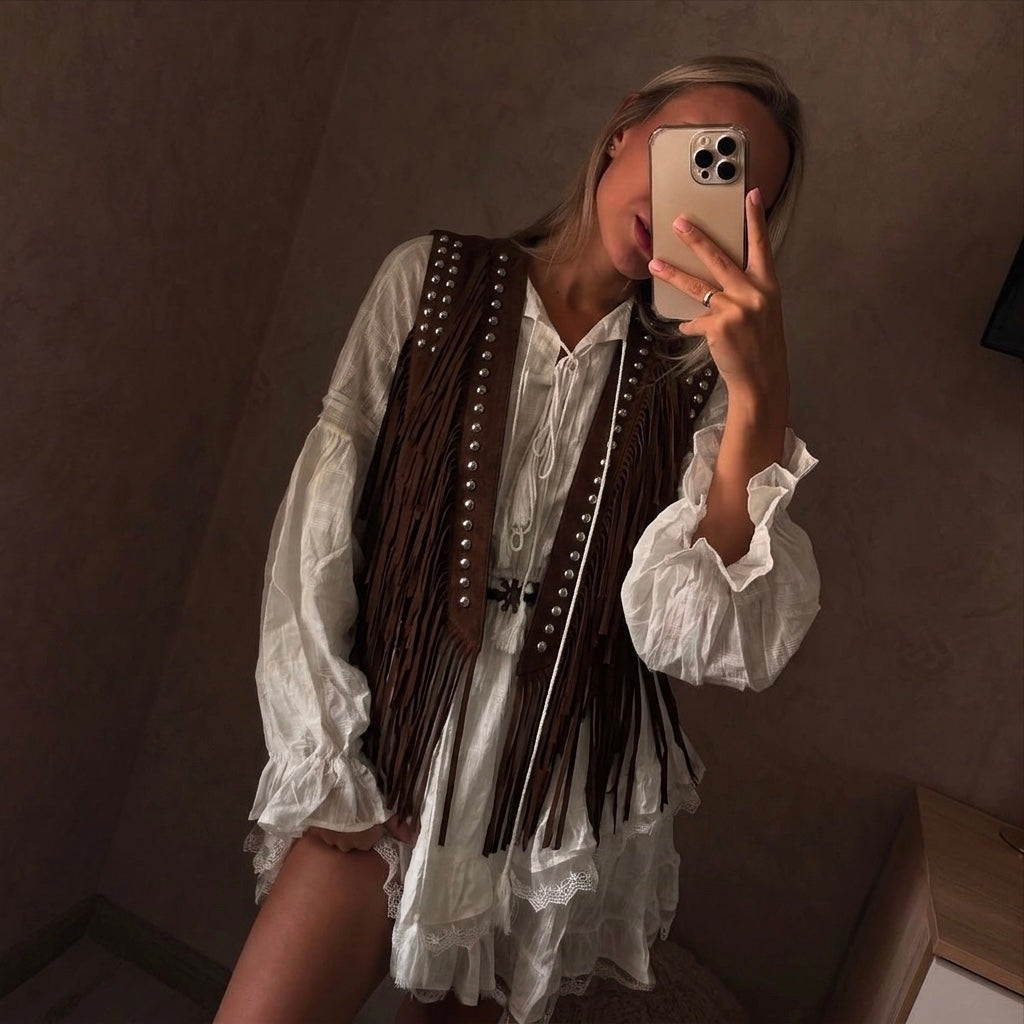 Chaleco Western Luxe burdeos