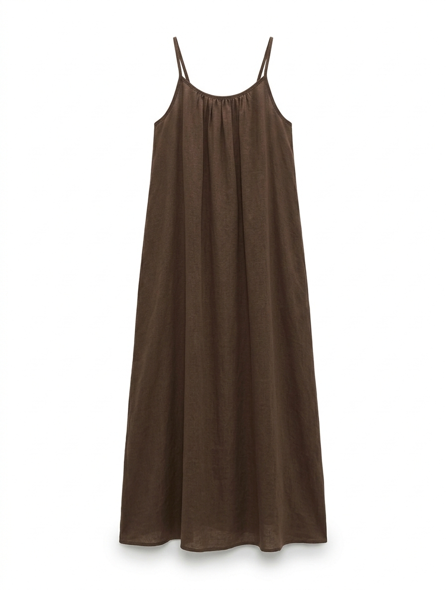 VESTIDO CAFÉ MAXI BOHEMIO