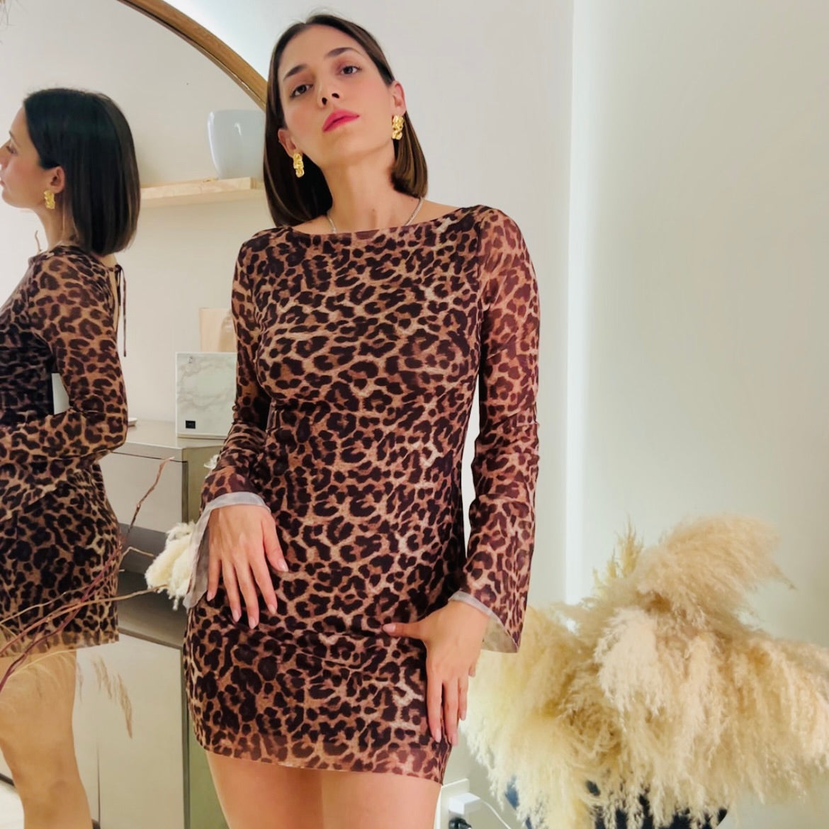 Animal print mini dress