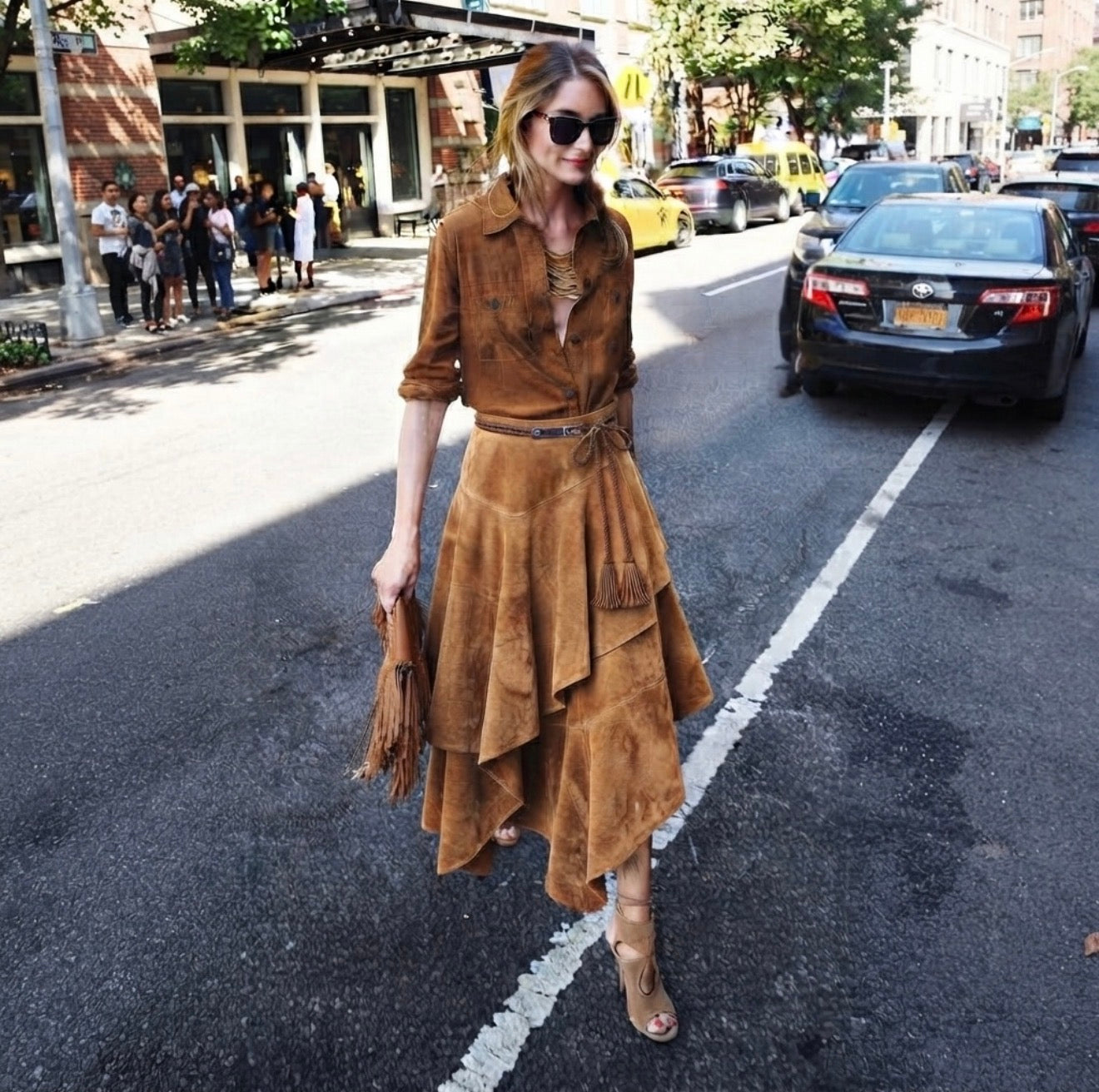 Falda boho chic de ante.