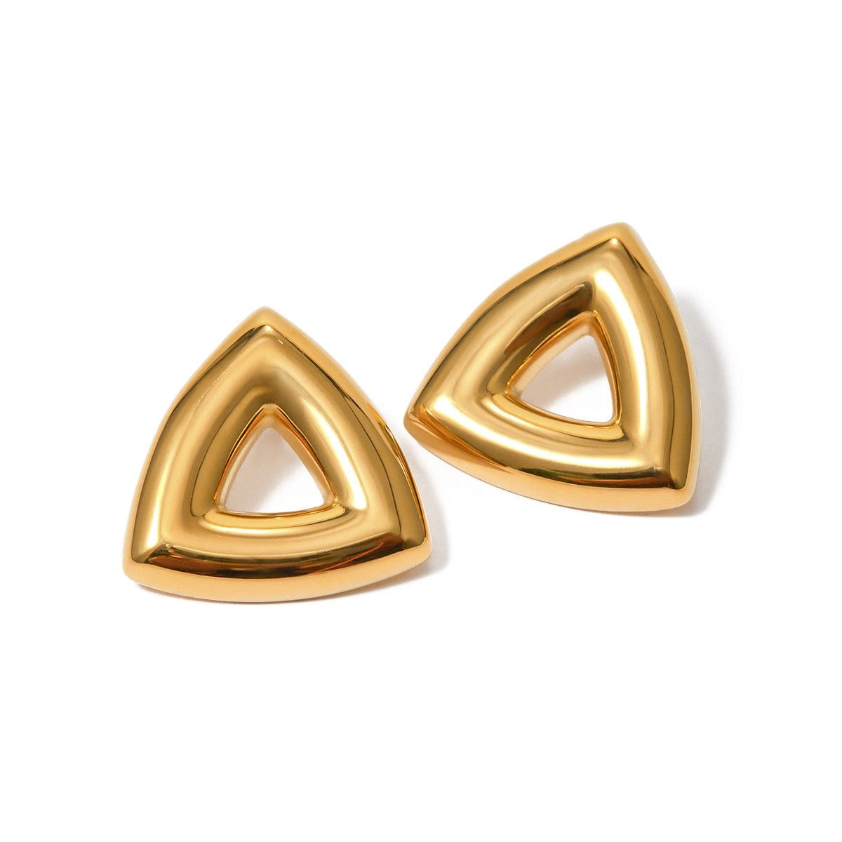 Golden triangle earrings.