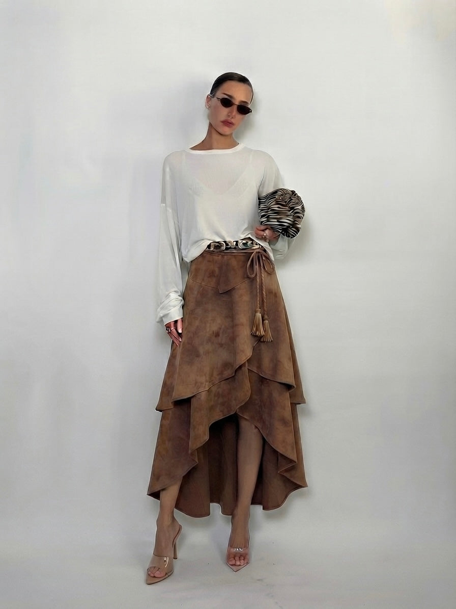 Falda boho chic de ante.