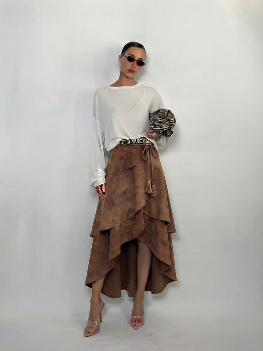 Falda boho chic de ante.