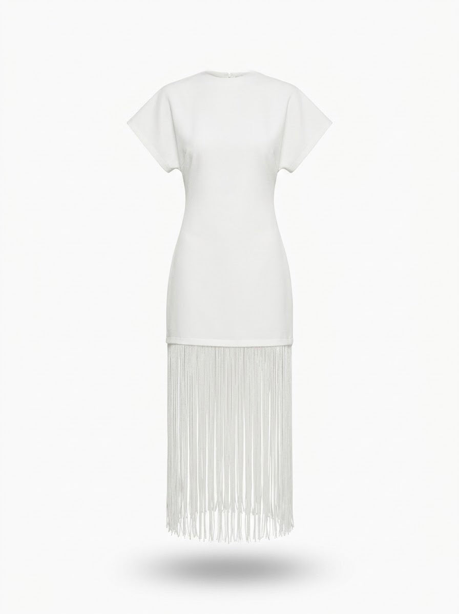 Vestido Blanco de flecos boho chic