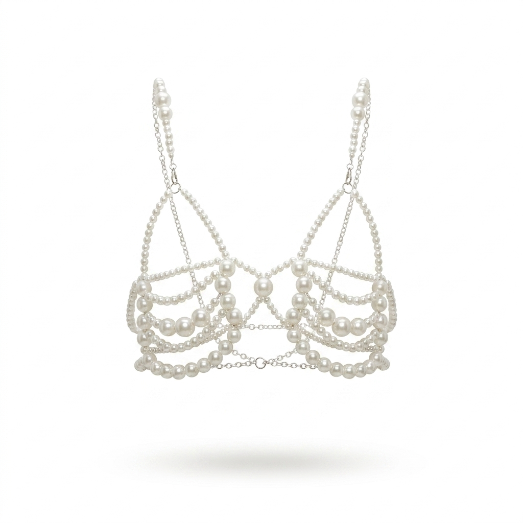 Top bustier de perlas Ivory