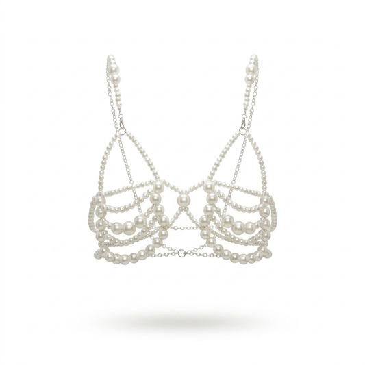 Top bustier de perlas Ivory